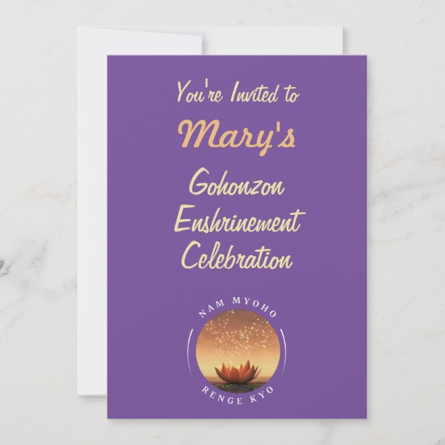 Customised SGI Gohonzon Enshrinement Celebration  Invitation (Front)