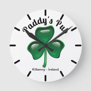 Customised Shamrock Pub Wall Clock