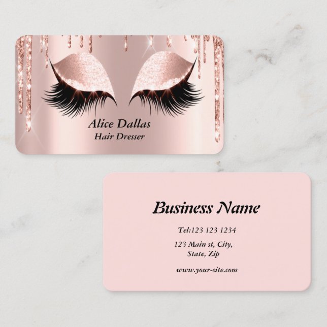 Customised Shiny Rose Gold Girly Metallic Modern Business Card (Front/Back)