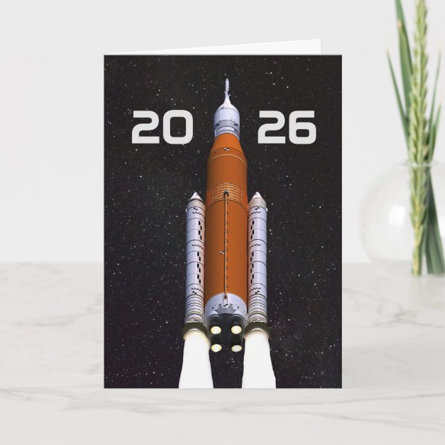 Customised SLS Space Rocket Graduation Party Card (Front)