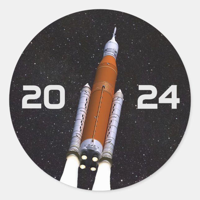 Customised SLS Space Rocket Graduation Party Paper Classic Round Sticker (Front)