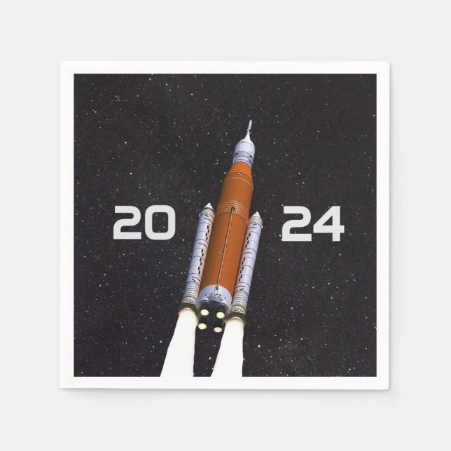 Customised SLS Space Rocket Graduation Party Paper Napkin (Front)