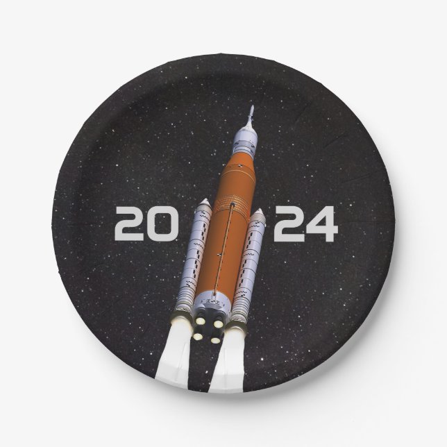 Customised SLS Space Rocket Graduation Party Paper Paper Plate (Front)