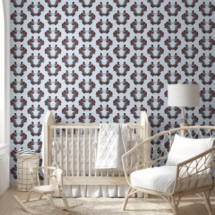 Customised Small Hearts Art Red Berries Light Blue Wallpaper