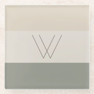 Customised Soft Evergreen, Off White, Tan & Brown Glass Coaster