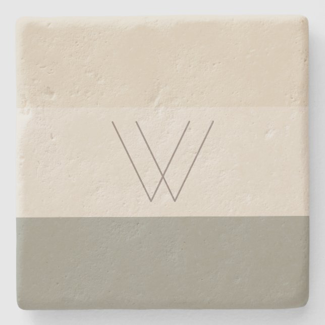 Customised Soft Evergreen, Off White, Tan & Brown Stone Coaster (Front)