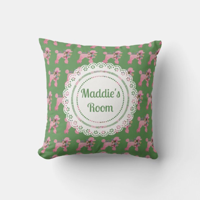 Customised Soft Sweet Pink Poodle  Cushion (Front)