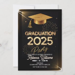Customised Sparkling Gold Dinner Graduation Invitation