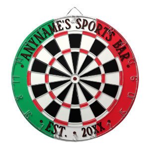 Customised Sports Bar - Italy Flag Green White Red Dartboard