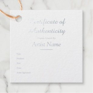 Customised Square Gold Certificate of Authenticity Favour Tags