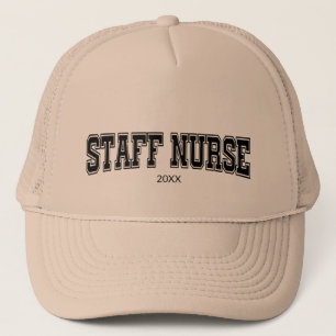 customised staff nurse year black graphic trucker hat