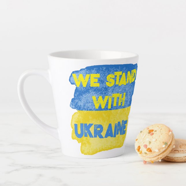 Customised STAND WITH UKRAINE Peace Support Flag Latte Mug (In Situ)