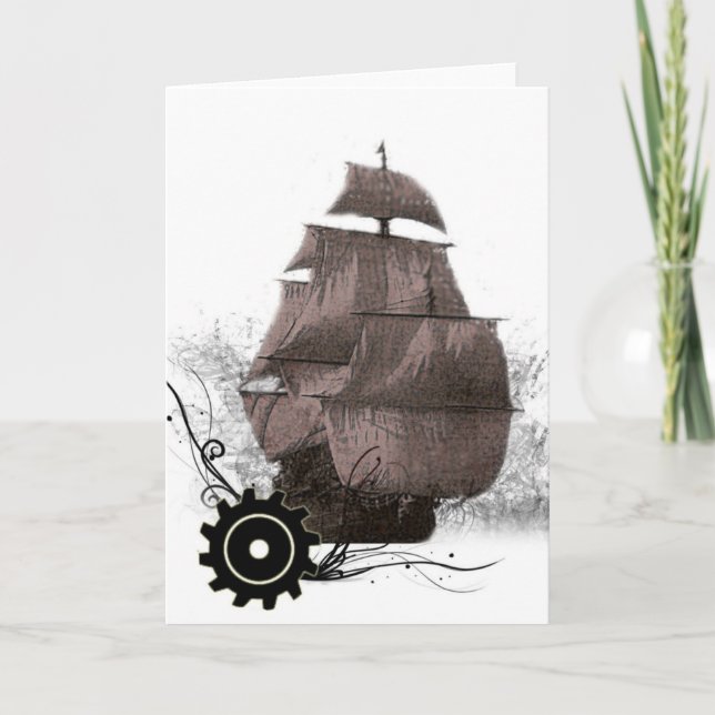 customised Steampunk Pirate Greeting Card (Front)