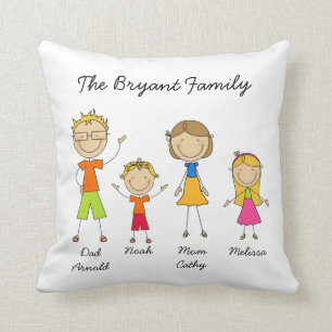Customised Stick Figure Family MOJO Pillow