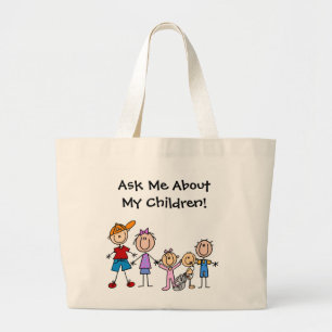 Customised Stick Figure Kids Family Tote Bag