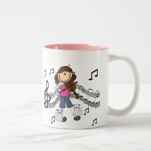 Customised Stick Figure Violin Player Mug