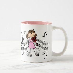 Customised Stick Figure Violin Player Mug 2