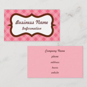 Customised Strawberry Pink Gingham Business Card