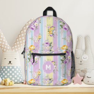 Customised Striped Lavender Floral Backpack
