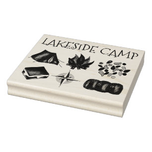 Customised Summer Camp Fire Trail Mix Tent Compass Rubber Stamp