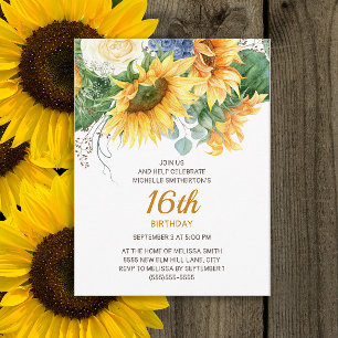 Customised Sunflowers Eucalyptus 16th Birthday Postcard