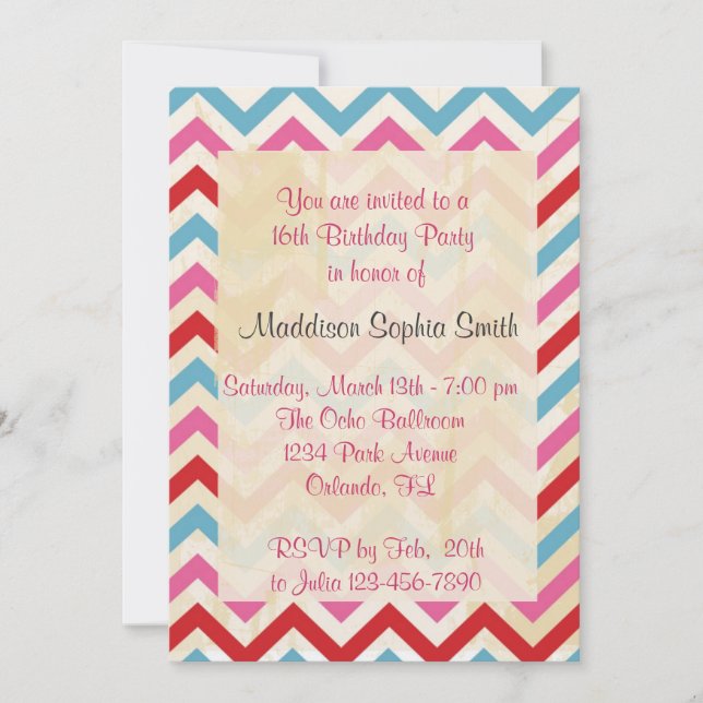 Customised Sweet 16 Birthday Invitations (Front)