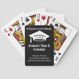 Customised Tassel Graduate Name Class Black, White Playing Cards
