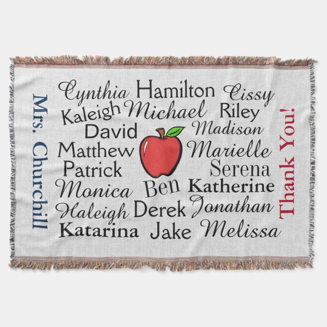 Customised Teacher Thank You Throw Blanket (Front)