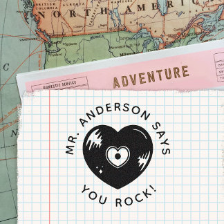 Customised Teacher You Rock Back to School Gift Rubber Stamp