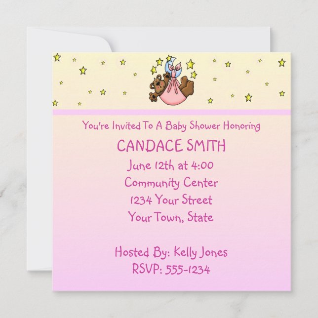 Customised Teddy Bear Baby Shower Invitations (Front)