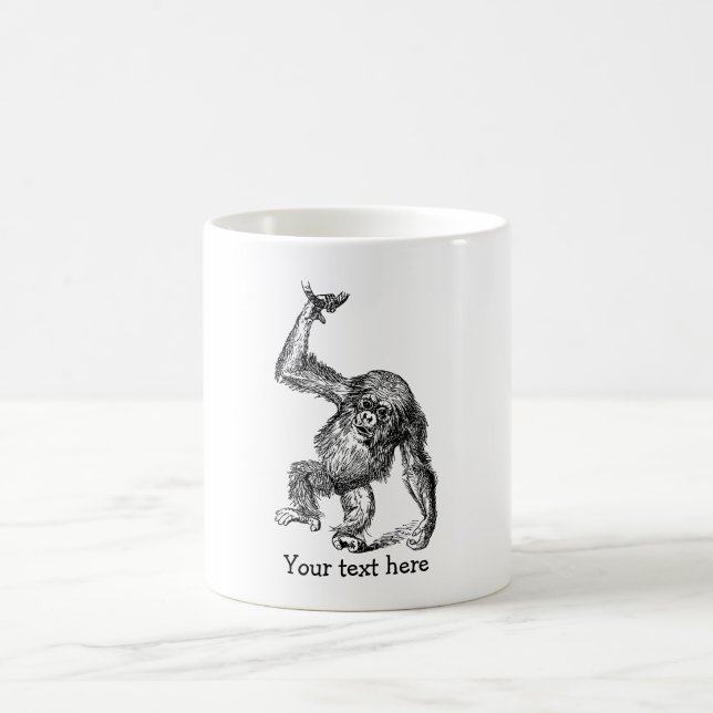 Customised text cute baby chimpanzee  coffee mug (Center)