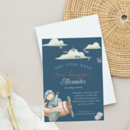 Customised Time flies birthday invitation card