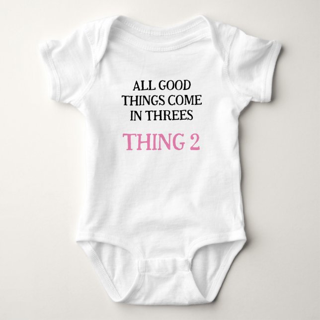 Customised Triplets Gift, Change Number & Colour, Baby Bodysuit (Front)