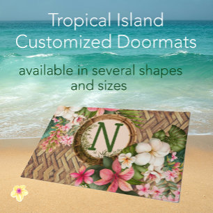 Customised Tropical Beach Monogrammed Doormat