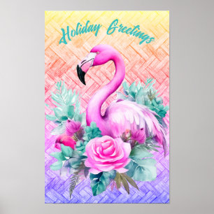 Customised Tropical Pastel Pink Flamingo Poster