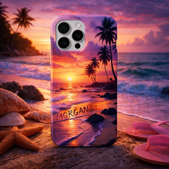Customised Tropical Sunset Beach – Dreamy Coastal Case-Mate iPhone Case (Creator Uploaded)