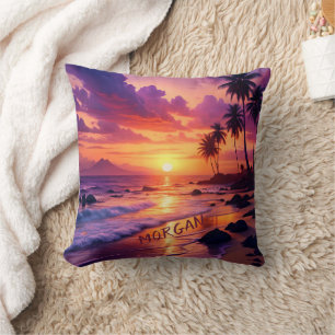 Customised Tropical Sunset Beach – Dreamy Coastal Cushion