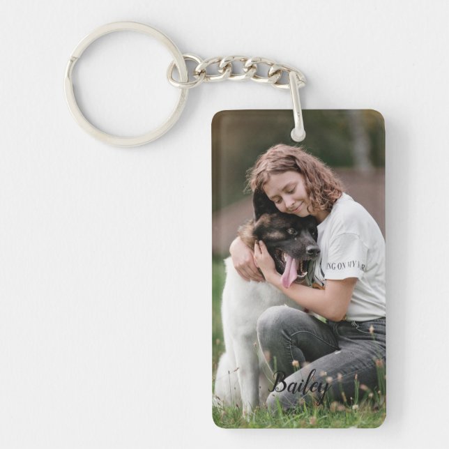 Customised Two Photo and Text Keychain (Front)