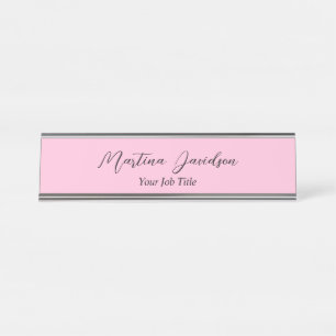 Customised Unique Pink Creative Handwriting Desk Name Plate