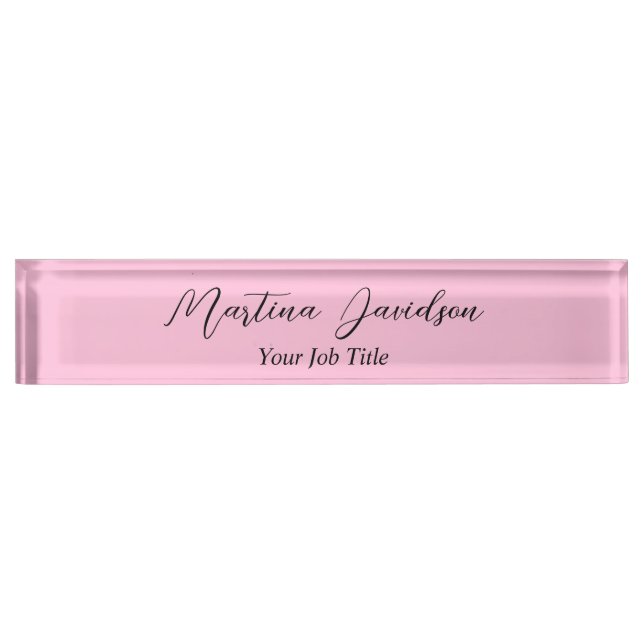 Customised Unique Pink Creative Handwriting Nameplate (Front)