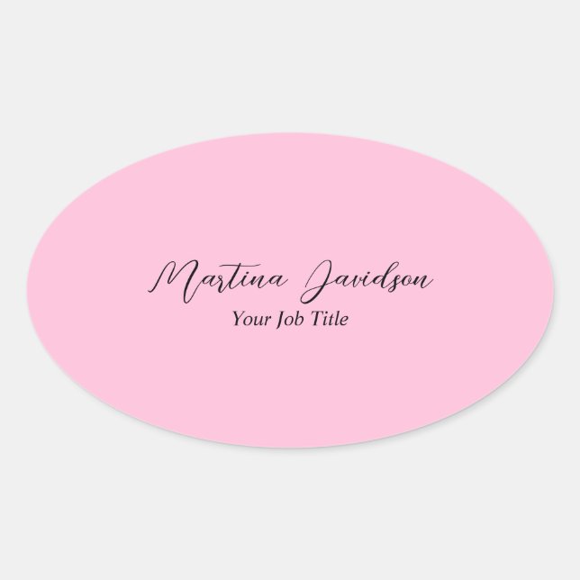 Customised Unique Pink Creative Handwriting Oval Sticker (Front)