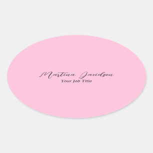 Customised Unique Pink Creative Handwriting Oval Sticker