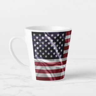 Customised USA Flag, Red White Stripes Starry Blue Latte Mug