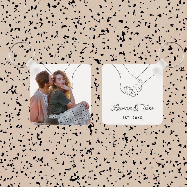 Customised Valentines Day Gift Modern Couple Photo Key Ring (Creator Uploaded)