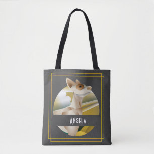 Customised Vintage Podenco Art Deco Dog Grey Tote Bag