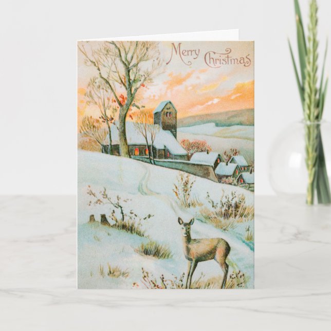 Customised Vintage Retro Christmas Greeting Card (Front)