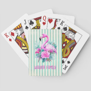 Customised Vintage Tropical Pink Flamingo Playing Cards