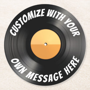 Customised Vinyl Record Round Paper Coaster