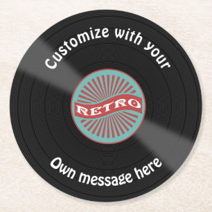 Customised Vinyl Record Round Paper Coaster
