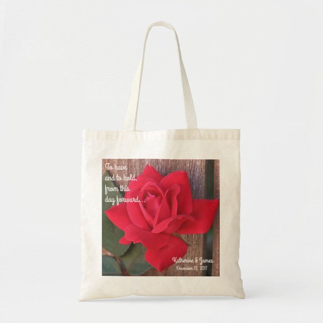 Customised Wedding Guest Welcome Bags, Rose Tote Bag (Front)